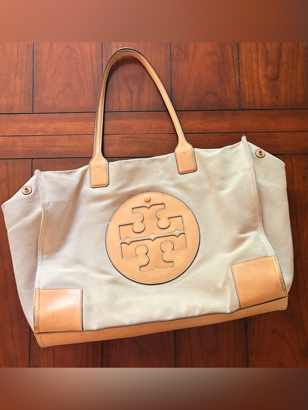 Tory Burch Beige Ella Canvas Tote